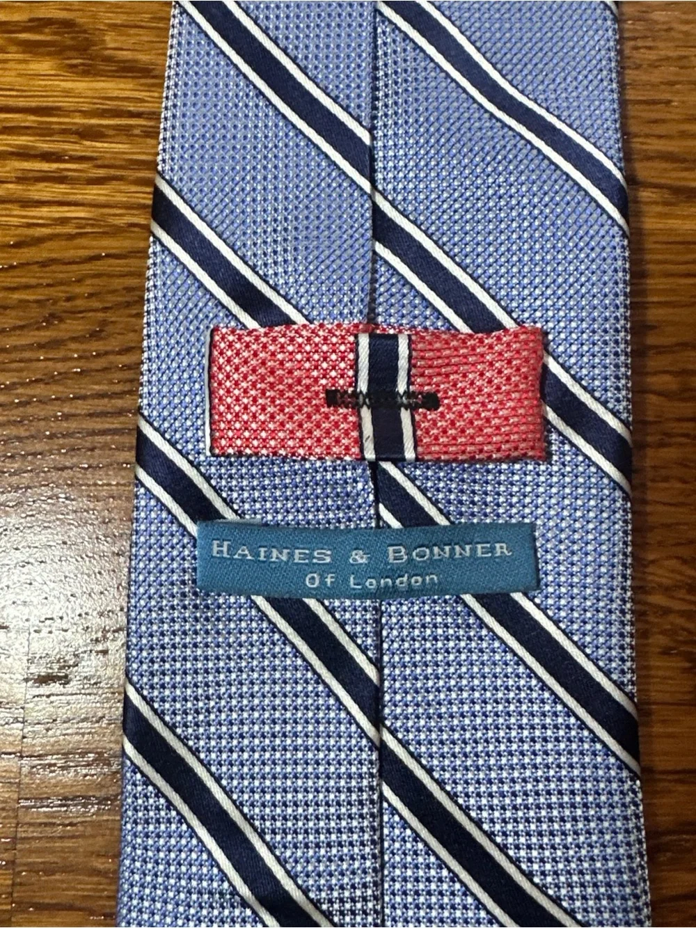 STRIPED HAINES & BONNER OF LONDON  HAND MADE 100% SILK MENS TIE